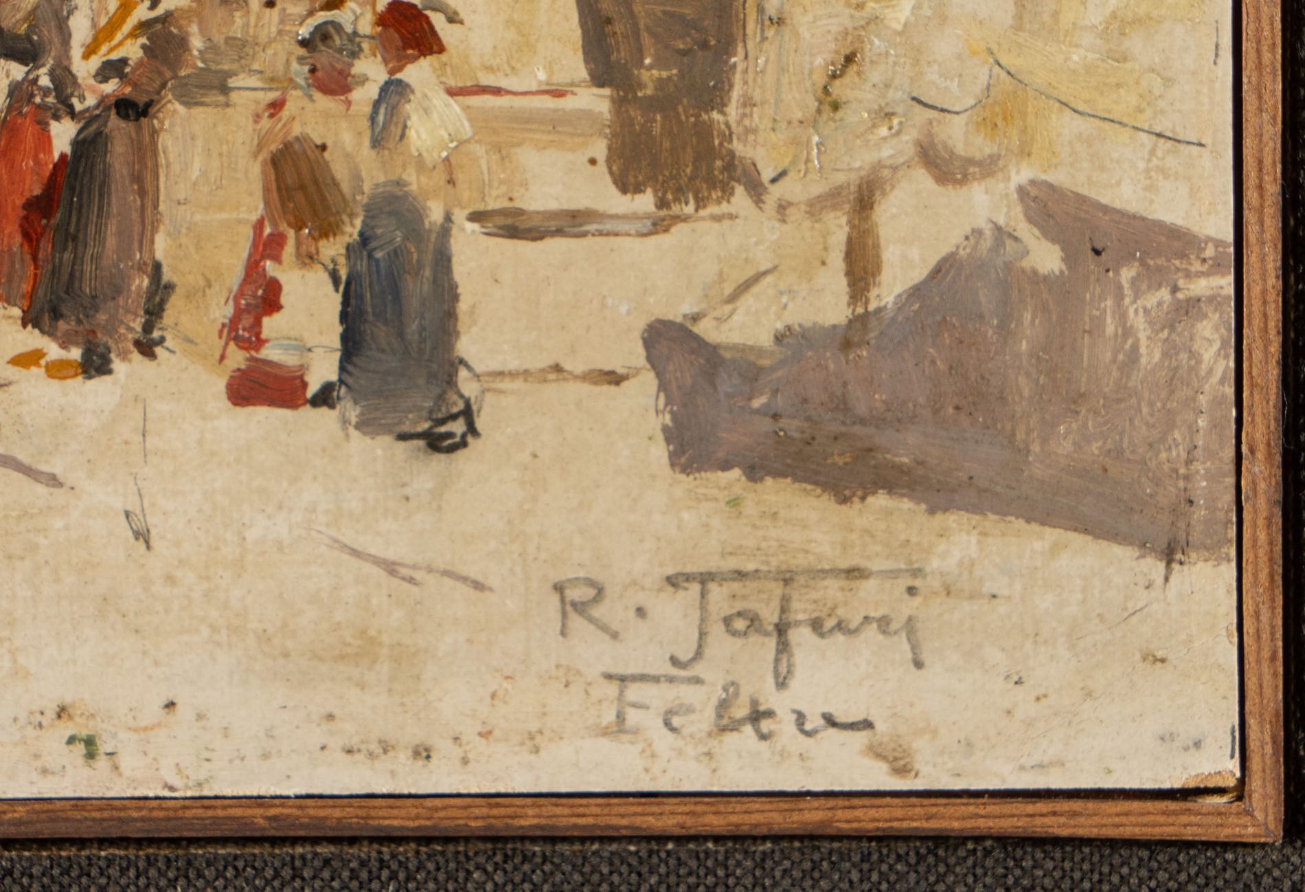 Raffaele Tafuri (Salerno 1857 - Venezia 1929), “Feltre”. Olio su cartone, firmato e titolato in - Image 3 of 4