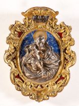 Enea Stefani Argentiere, “Madonna con Bambino”, Bologna, XX secolo. Altorilievo in argento con