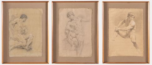 Maestro della fine del XVIII - inizi del XIX secolo, Lotto di tre disegni raffiguranti “Studi di