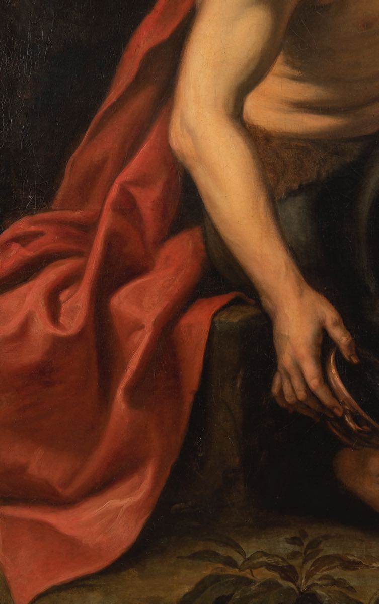 Maestro del XVIII secolo, “San Giovanni Battista”. Olio su tela, H cm 151.5x122 - con cornice H - Image 4 of 6