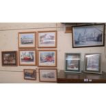 A lot of thirteen assorted framed prints of buses and trams (13) Condition report: Available upon