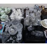 A selection of cut glass and crystal including Stuart champagne and port glasses with twist stem,