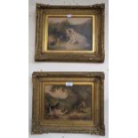 A lot of two gilt framed prints of dogs (2) Condition report: