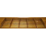 A 20th century oak secretary tray with five divisions 12cm high x 147cm wide x 41cm deep Condition