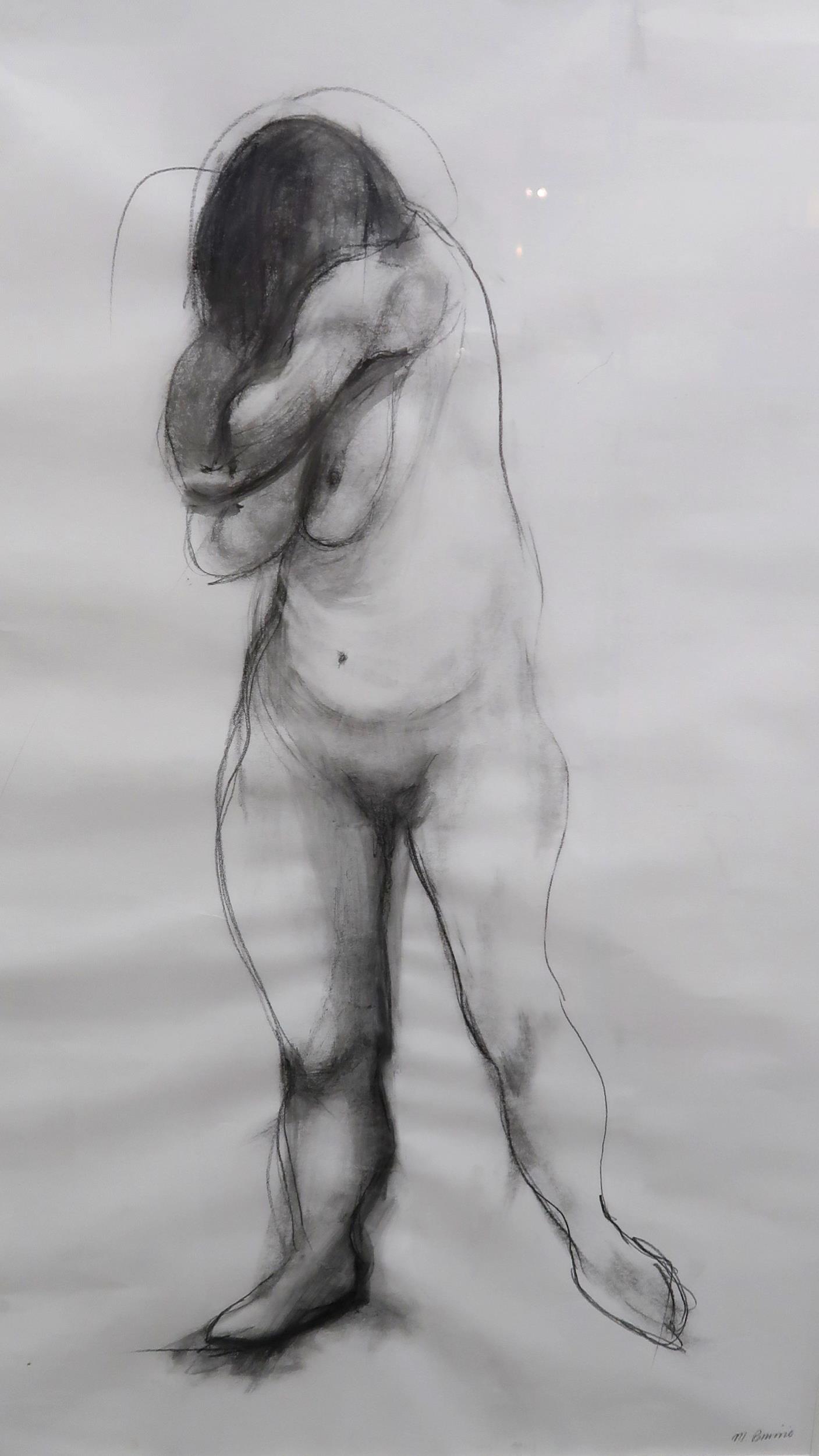 •MAUREEN BINNIE (SCOTTISH b.1958) TWO FEMALE NUDE LIFE DRAWINGS Graphite on paper, both signed lower