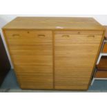 A 20th century oak dual tambour front filing cabinet 108cm high x 111cm wide x 48cm deep Condition