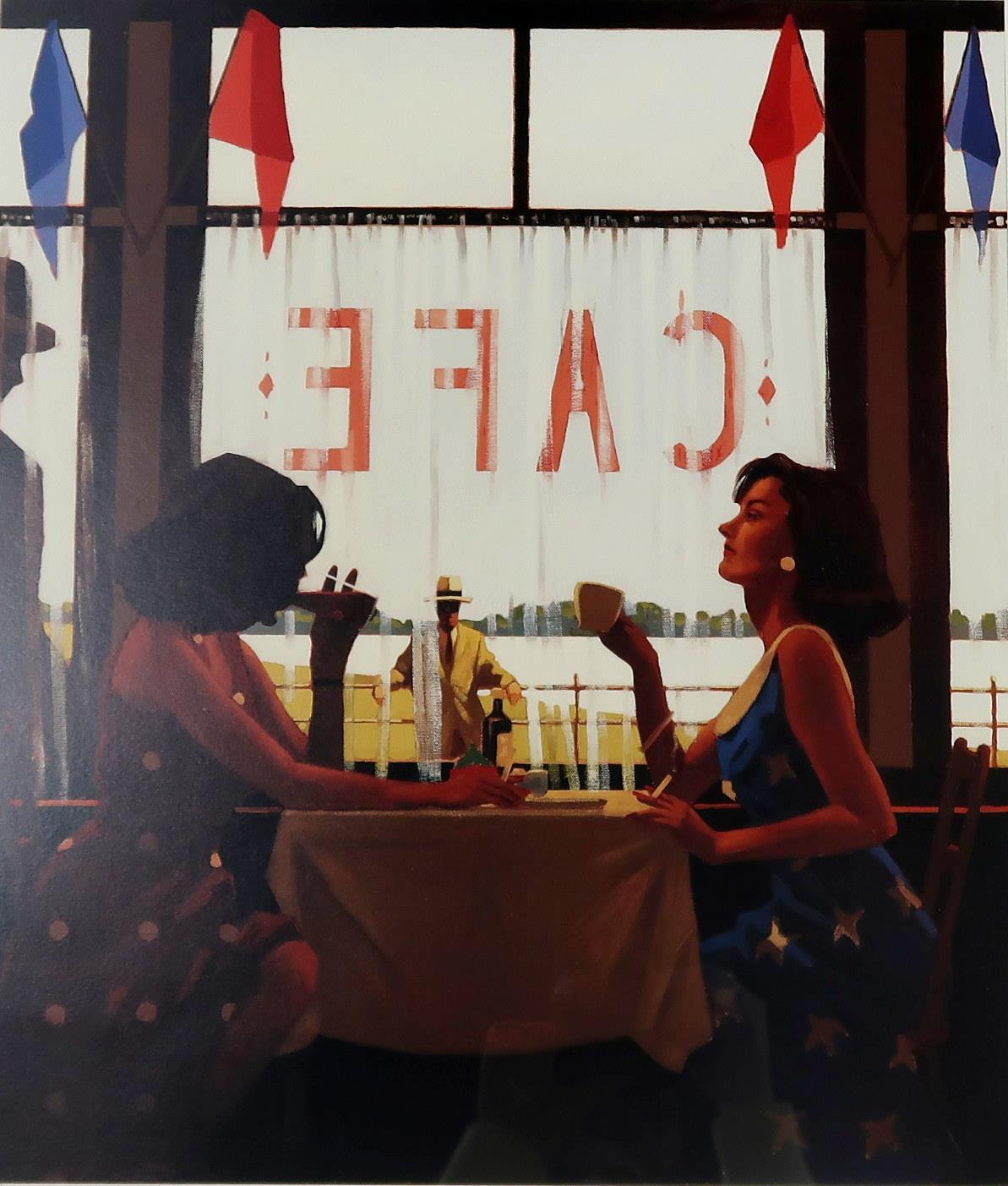 •JACK VETTRIANO (SCOTTISH CONTEMPORARY b. 1951) CAFE DAYS Print multiple, signed lower right and