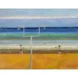 •LOUISE GIBSON ANNAND (SCOTTISH 1915-2012) XANIA BEACH SPRAY Oil on board, signed and titled lower