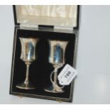 A cased pair of silver goblets, Birmingham 1969, 11.5cm high, 141 grams Condition report: