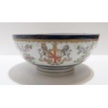 A Chinese export bowl with armorial and floral decoration Condition report: Available upon request