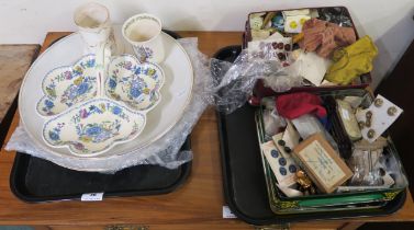 A mixed lot comprising ceramics, buttons, furniture fittings and carpet rods Condition report: