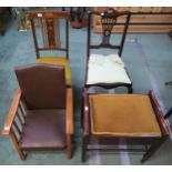 An Edwardian mahogany parlour chair,another mahogany chair, a child's reclining chair and a piano