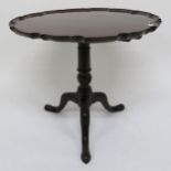 A Victorian mahogany tilt top table on carved tripod base 69cm high x 78cm diameter Condition
