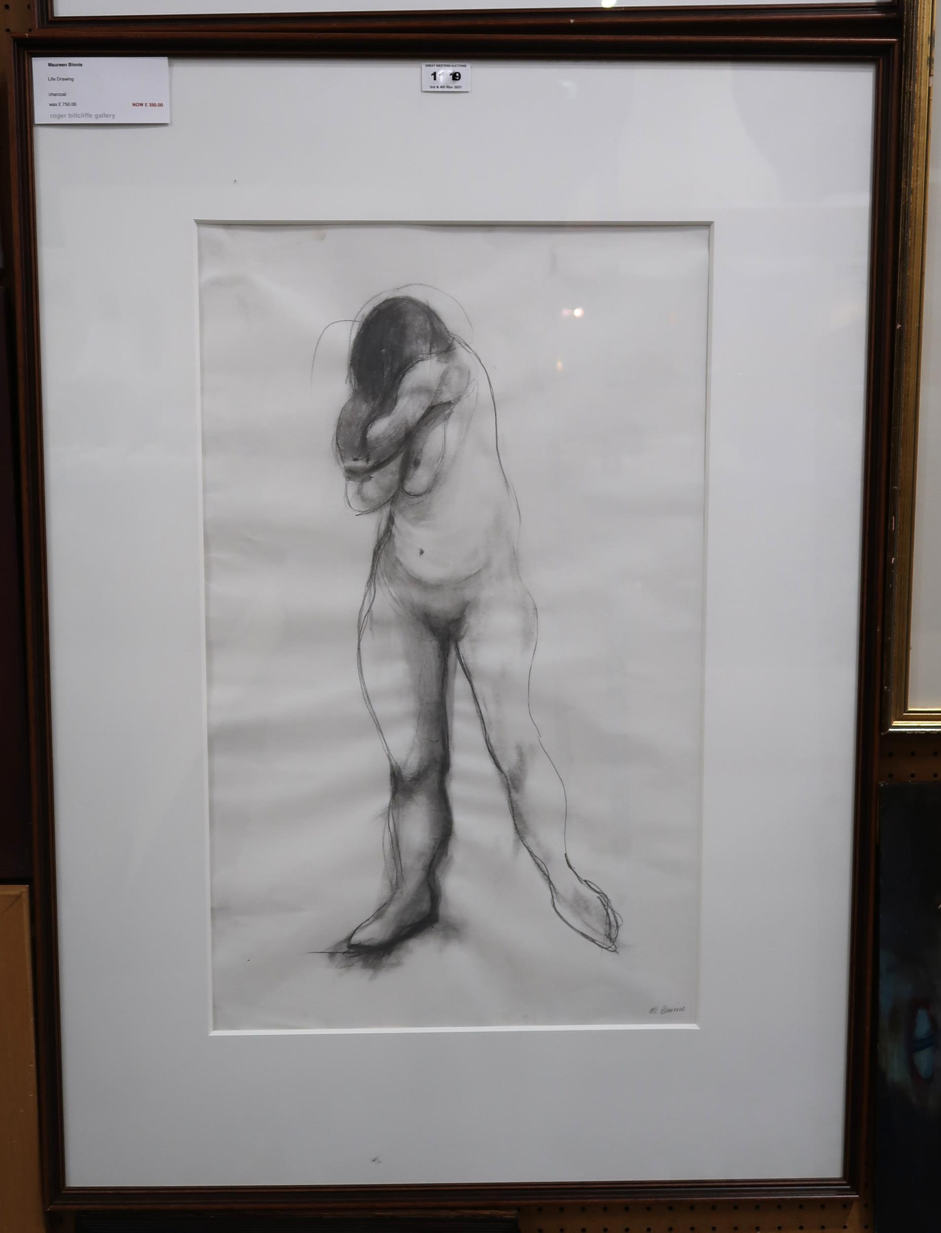 •MAUREEN BINNIE (SCOTTISH b.1958) TWO FEMALE NUDE LIFE DRAWINGS Graphite on paper, both signed lower - Image 2 of 4