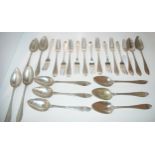 A part set of silver cutlery (probably French) comprising twelve tablespoons, twelve dinner forks