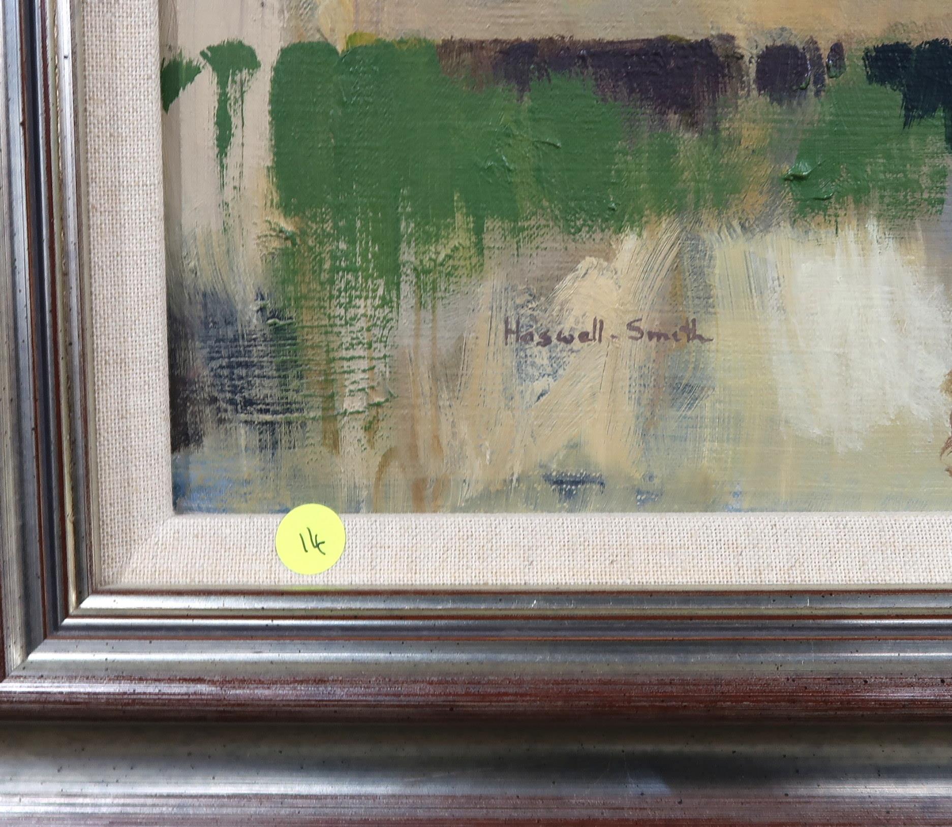 •HAMISH HASWELL-SMITH (SCOTTISH 1928-2019) GATEHOUSE OF FLEET Oil on canvas, signed lower left, - Image 3 of 3