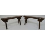 A pair of 20th century Chinese hardwood low altar tables 48cm high x 98cm wide x 30cm deep Condition