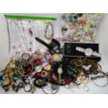 A collection of costume jewellery and watches. Condition report: Not available for this lot