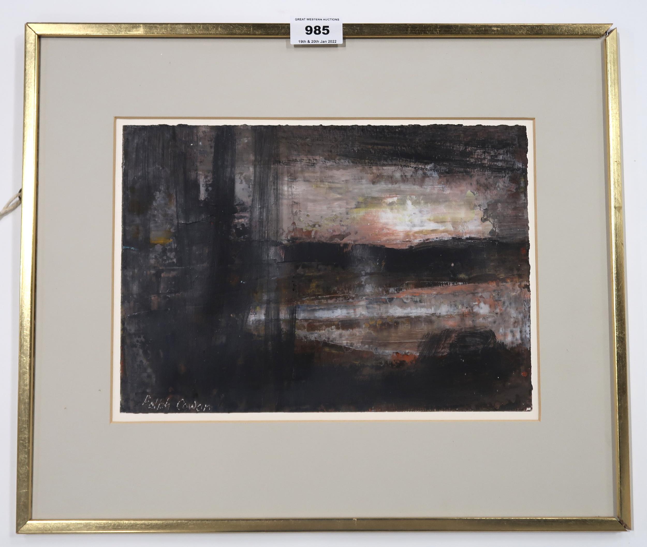 RALPH COWAN (SCOTTISH 1917-1977) TOWARDS EVENING Oil on paper, signed lower left, title inscribed - Image 2 of 3