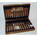 A cased twenty four piece silver plated fish cutlery set Condition report: Available upon request