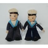 Two sailor dolls in the Norah Wellings style, 20cm high and smaller (2) Condition report: