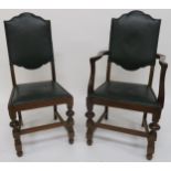 A set of eight Victorian P.E.Gane Ltd mahogany framed dining chairs with leather upholstery (8)