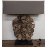 A modern driftwood Thai table lamp 90cm high Condition report: Available upon request