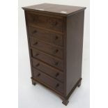 A Victorian mahogany six drawer apprentice chest on bracket feet 71cm high x 39cm wide x 26cm deep