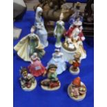 Five Royal Doulton figures including The Bridesmaid, Alexandria, Lorna, Southern Belle &