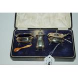 A cased three-piece silver condiment set, Birmingham 1924 Condition report: Available upon request