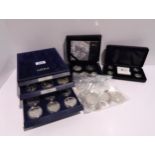 A lot comprising a cased set of silver proof Euro coins (36 coins),a cased Queen's Silver Jubilee