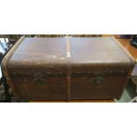 A 20th century wood bound travel trunk 46cm high x 95cm wide x 55cm deep Condition report: Available