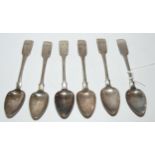 A set of six Scottish provincial silver teaspoons by Charles Fowler Elgin c1820 Condition report: