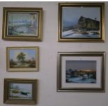 A lot of eight assorted framed oil paintings (8) Condition report: