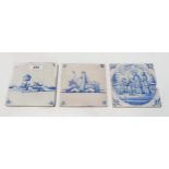 Three Delft Ware tiles Condition report: Available upon request