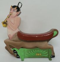 An early 20th century funfair Carousel seat in the form of Pan signed K Sant 99cm high x 97cm long x
