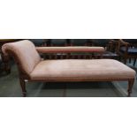 A Victorian oak framed chaise lounge 77cm high x 181cm long x 63cm deep Condition report: