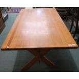 A contemporary pine X framed refectory table 76cm high x 160cm long x 91cm deep Condition report: