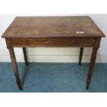 A Victorian mahogany single drawer hall table and a mahogany demi lune hall table (2) Condition