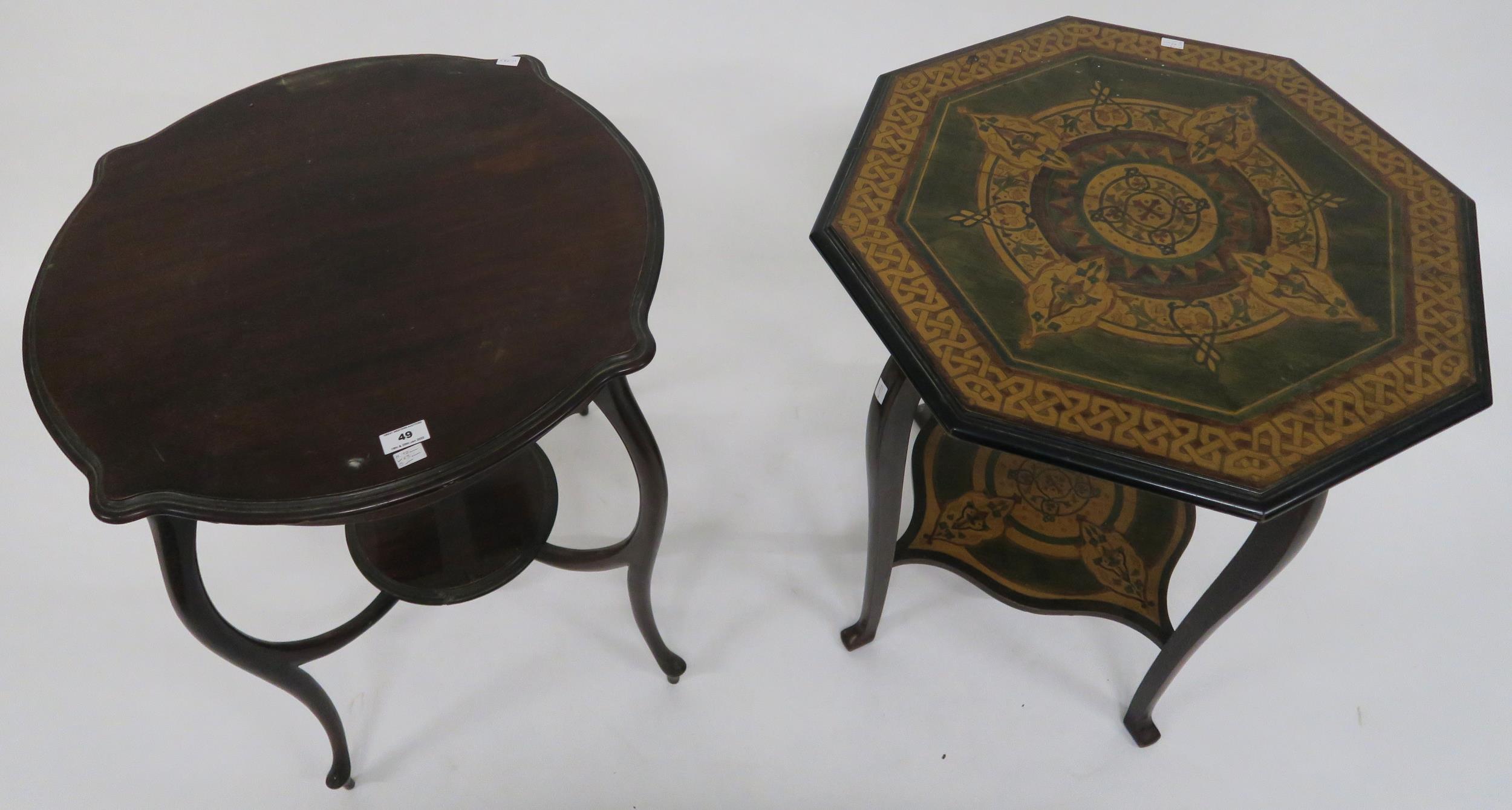 An early 20th century octagonal two tier occasional table with painted top and another mahogany - Image 2 of 2