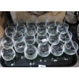 A large quantity of press moulded green stemmed hock glasses Condition report: Not available for