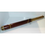 A brass and wood Day or Night telescope by Thomas Harris and Son, 91cm long Condition report: