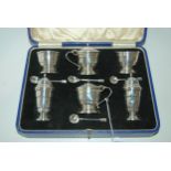 A cased six-piece silver condiment set, Birmingham 1947, 194 grams Condition report: Available