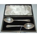 A cased pair of bright-cut silver tablespoons, Sheffield 1951, 22cm long, 134 grams Condition
