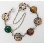 A John Hart Iona silver gemstone set Viking longship bracelet, length 18.5cm A condition report is