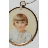 A painted portrait miniature of a young girl by Ethel Dawson, 7 x 6cm Condition report: Available