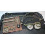 A pair of vintage Canadian Brandes Ltd headphones and A.M. marked morse code machine switch