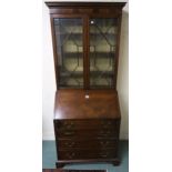 A Victorian mahogany astragal glazed bureau bookcase, 191cm high x 81cm wide x 48cm deep Condition