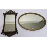 A gilt framed oval wall mirror and a Georgian style mahogany framed wall mirror (2) Condition