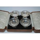 A cased set of four silver bon bon dishes, Birmingham 1922, 8.8cm diameter, 176 grams Condition